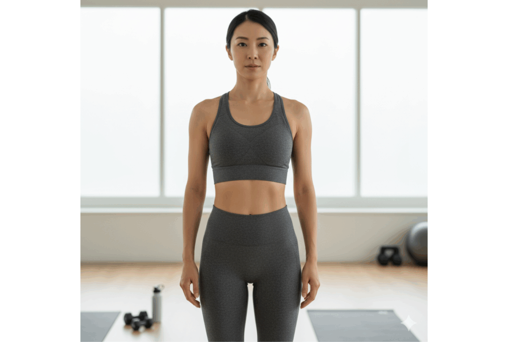 お腹の意識：コルセットを巻くように